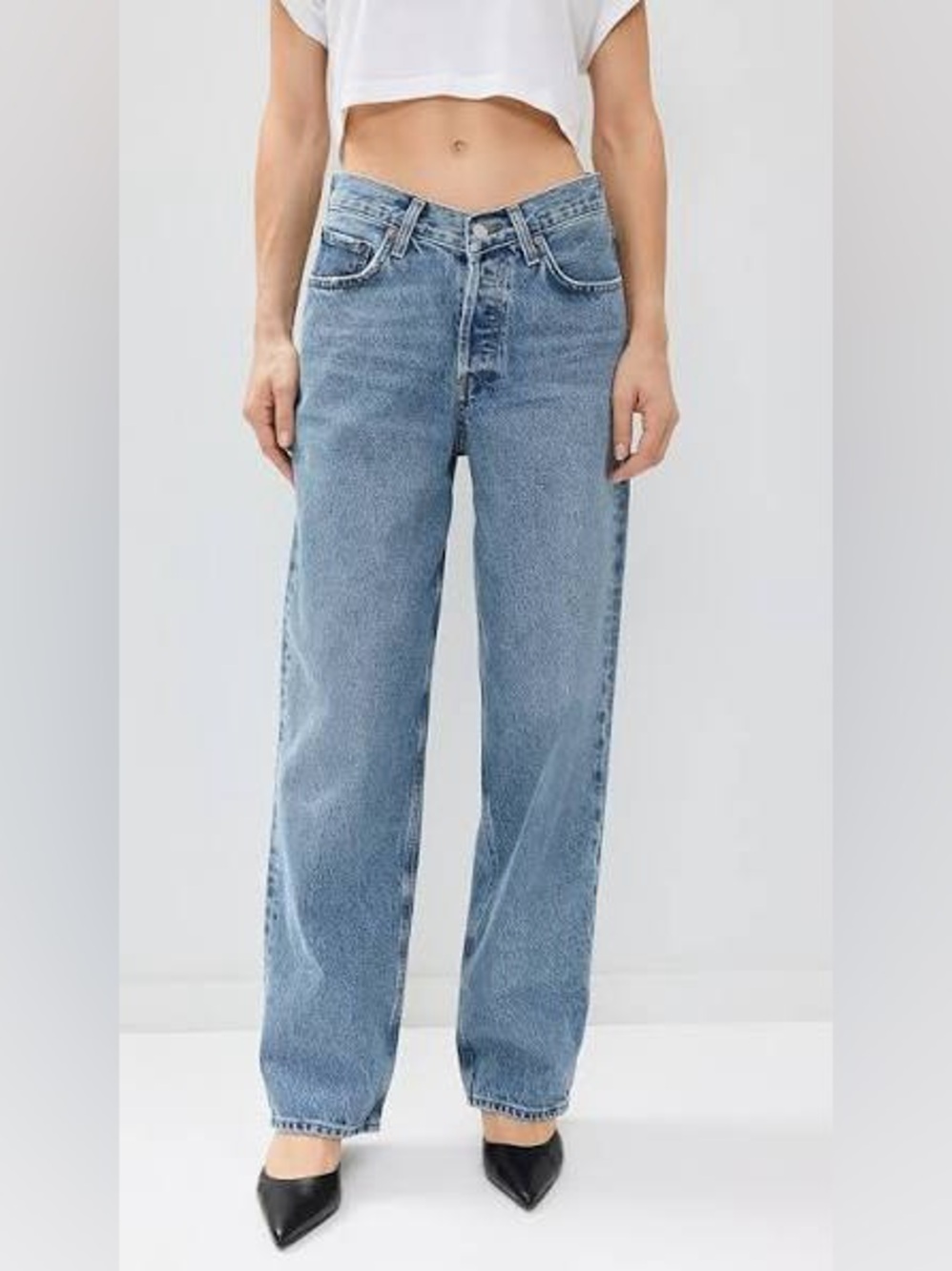 AGOLDE V Waist Straight Leg Baggy Jeans Light Denim - Picture 1 of 6